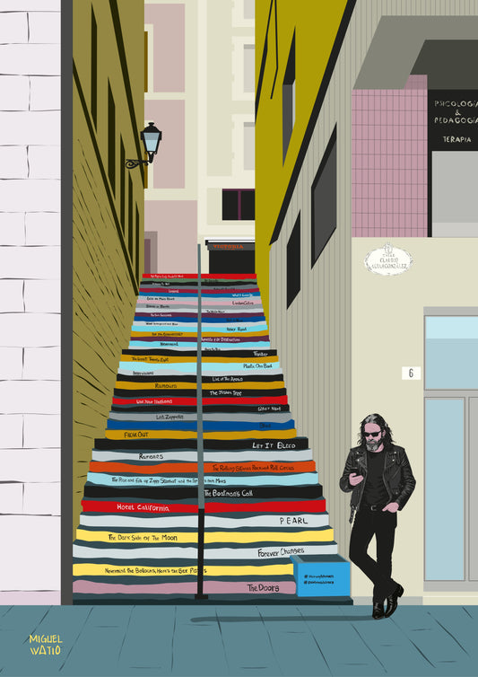 Escaleras del Rock (Gijón): dónde están, qué significan y cómo las he llevado a ilustración